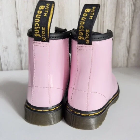 Girl's Grade School 1460 “Pale Pink” Patent Combat Boots Size 8 - Picture 7 of 16